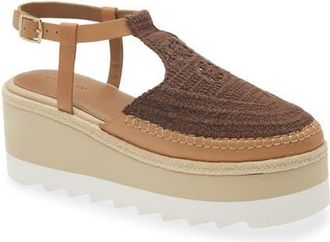 Free People Morning in Mykonos Platform Wedge in Oak Combo at Nordstrom, Size 6.5