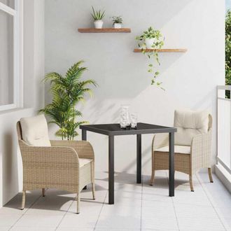 vidaXL Conjunto De Comedor De Jard&iacute;n Con Coj&iacute;n 3 Pcs Beige Polirat&aacute;n Vidaxl