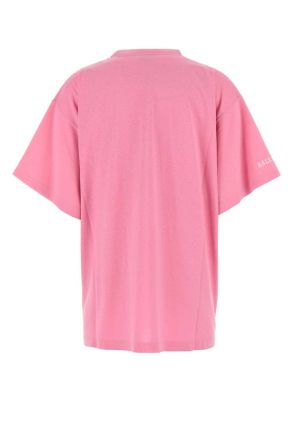 Balenciaga Womens Pink Cotton Oversize T-Shirt Baby Exterior