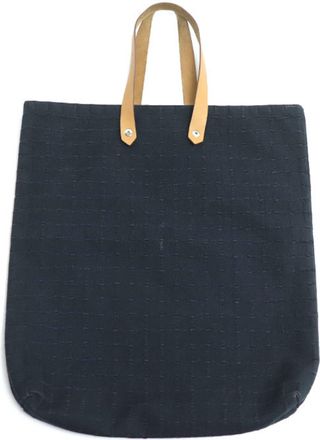 Hermès Navy Canvas Leather Tote Bag (Pre-Owned)