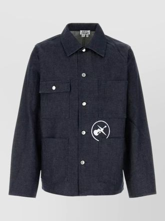 A.P.C. denim frgmt collared jacket chest pockets