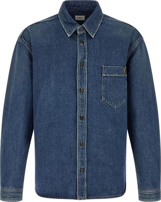 Saint Laurent Blue Cotton Mens Blouse