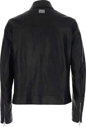 Dolce & Gabbana Mens Leather Jacket Black Viscose Coat