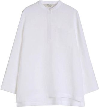 Max Mara Smmcantico Linnen Shirt - Dames - Blouses - Wit - 2XS - Linnen - Overhemden