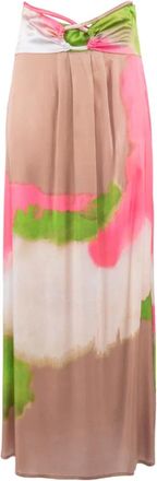Nenette Falda larga acampanada de sat&eacute;n el&aacute;stico estampado - Skirts - Mujer - Multicolor - L