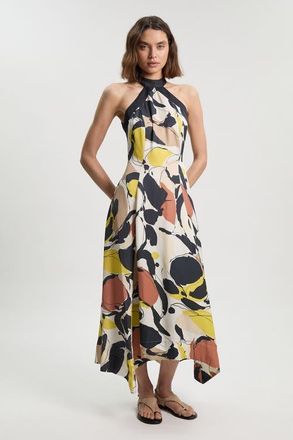Karen Millen Abstract Print Halter Maxi Dress in Multi at Nordstrom, Size 10