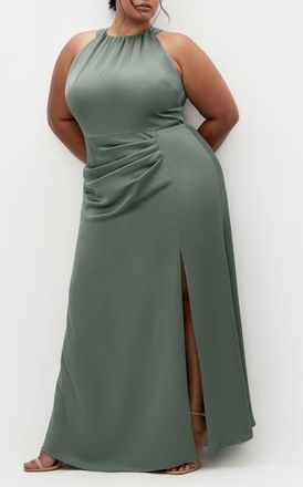 City Chic Celina Pleated Sleeveless Maxi Dress in Sage at Nordstrom, Size 16W