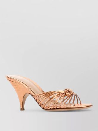 Gianvito Rossi mal&egrave; leather mules metallic kitten heel