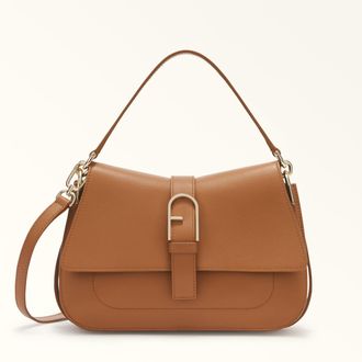 Furla Flow Top Handle Brandy Brown Claris Lux Calf Leather Woman