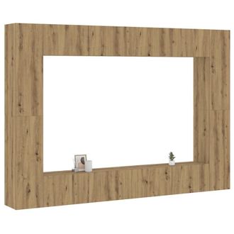 Berkfield Home Wall Mounted TV cabinets 8 pcs Artisan Oak Engineered Wood in Brown