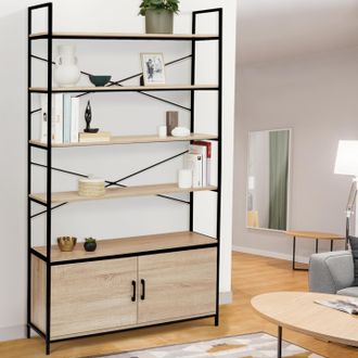 IDMarket Idmarket - Estanter&iacute;a Xl De 5 Niveles Con Armario De Dise&ntilde;o Industrial Detroit 170 Cm