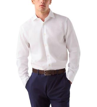 Robert Talbott Reynolds Hopsack Shirt in Classic Fit in White at Nordstrom, Size 19