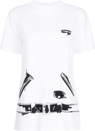 We11done graphic-print short-sleeve T-shirt - women - Cotton/Polyester - S - Black