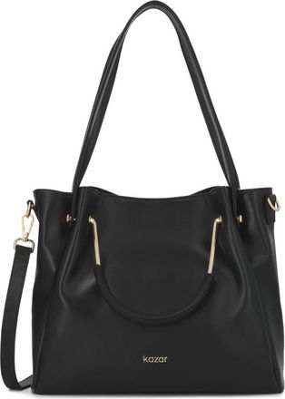 Kazar Leren Shopper Tas met Gouden Details - Dames - Handtassen - Zwart - ONE Size - Leer - Tassen