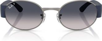 Ray-Ban 52mm Polarized Gradient Oval Sunglasses in Gunmetal /Blue Gradient Polar at Nordstrom