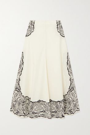 Chlo&eacute; Gonna Maxi In Popeline Di Cotone Con Stampa - Crema