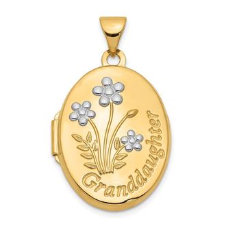 Diamond2Deal 14k Yellow Gold with Rhodium 21mm Oval Granddaughter Locket Pendant