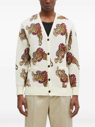 Wacko Maria x Tim Lehi Cardigan motivo Tiger - Toni neutri