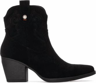 Refresh Womens Suede Italian Western Ankle Booties In Black