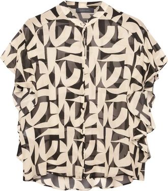 Elena Miro Gedrukte Georgette Blouse - Dames - Blouses - Zwart - 6XL - Overhemden
