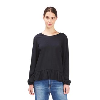 Gas Elegante en Stijlvolle Long Sleeve Tee - Dames - Blouses - Zwart - M - Polyester - Overhemden