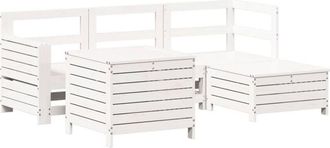 vidaXL 5 Piece Garden Sofa Set White Solid Wood Pine Vidaxl