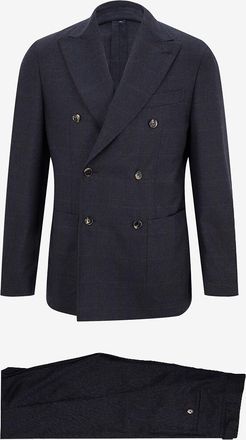 Caruso Karierter Wollanzug mit Doppelreiher