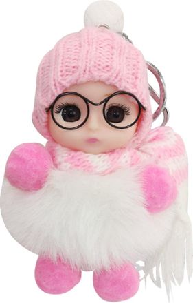 Generic Pendant Doll Keychain,Decorative Pendant For Student School Bag | Soft Doll Wearing Glasses, Scarf, Hat Student School Bag Decor