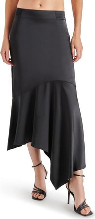 Steve Madden Lucille Asymmetric Satin Skirt in Black at Nordstrom Rack, Size X-Small