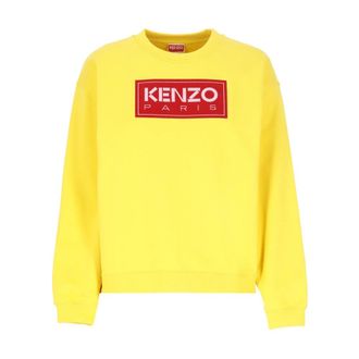 Kenzo Gouden Sweater met Paris Logo Patch - Dames - Sweatshirts - Geel - L - Katoen - Hoodies & sweatvesten