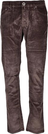 Jacob Cohen Tapered Brown Corduroy Trousers with Button Closure and Pockets