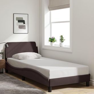 vidaXL Estructura De Cama Sin Colch&oacute;n Tela Marr&oacute;n Oscuro 90x190 Cm Vidaxl