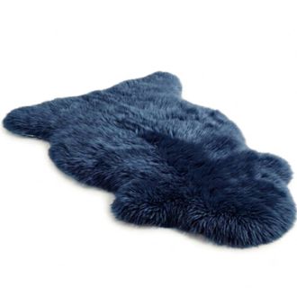 Infinity Leather Genuine Diamond Blue Sheepskin Natural Silky Soft Fluffy Real Wool Rug