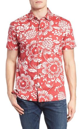Kahala Dukes Pareo Trim Fit Sport Shirt in Surfer Red at Nordstrom, Size Xx-Large