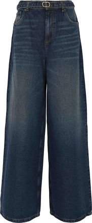 Twinset Oval-T Wide Leg Denim Jeans With Belt