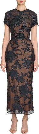 Marchesa Guipure Sheath Maxi Dress