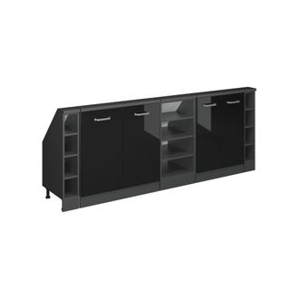 Vicco Armario De Cocina Para Techo Inclinado R-line, Negro/antracita De Alto Brillo, 210 Cm Lote De 5, Vicco