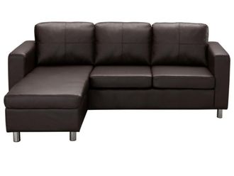 VENTE-UNIQUE.COM Sof&aacute; rinconera piel sint&eacute;tica 4 plazas marr&oacute;n chocolate 196x133cm