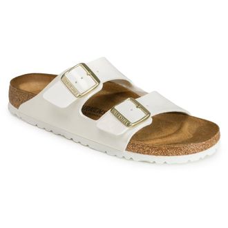Birkenstock Arizona BS Birko-Flor Patent Unisex Comfort Sandals - Patent White - Size:UK 11.5
