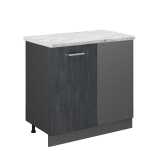 Vicco Armario De Esquina R-line, Hormig&oacute;n Negro, 86 Cm Et M&aacute;rmol