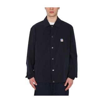 HUGO BOSS Jassen, Heren, Blauw, M, Katoen, Relaxed Fit Jas met Logo