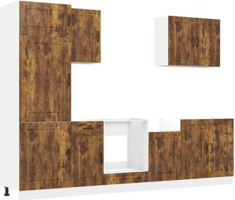 vidaXL Vidaxl - Mueble Cocina Kalmar Roble Ahumado 7 Pzas Madera Contrachapada