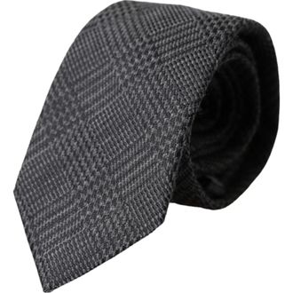 Dolce & Gabbana Mens Gray Glen Plaid Tie Kra3328 - Grey