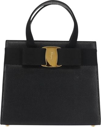 Ferragamo Convertible Vara Bow Tote Leather Leather Bag (Pre-Owned)