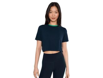 SPLITS59 Djuna Crop Ringer Womens Clothing Indigo/Spearmint : XS, Elastane