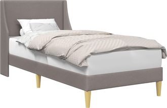 vidaXL Estructura De Cama Liso Con Cabecera Taup&eacute; 100 X 200 Cm Tela Vidaxl