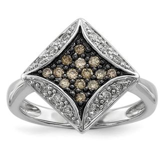 Diamond2Deal Sterling Silver Champagne Diamond Engagement Ring
