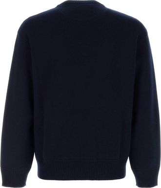 Valentino Garavani Mens Dark Blue Wool Sweater Navy Exterior: Virgin Maglieria