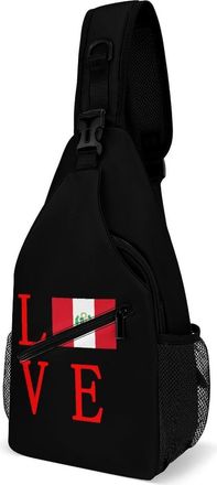 Generic Love Peruvian Flag Mens Crossbody Chest Sling Bag for Travel Hiking Lightweight Shoulder Bags with Small Side