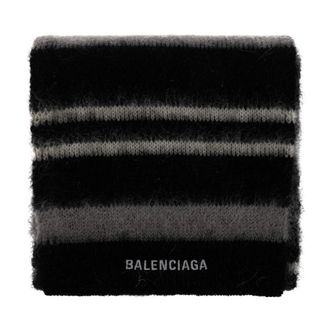 Balenciaga Sjaal met geborduurd logo - Dames - Accessoires - Zwart - Maat: ONE Size Wol